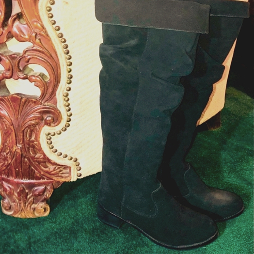 Matisse Black genuine Suede slouch knee High  Tall boots sz 9